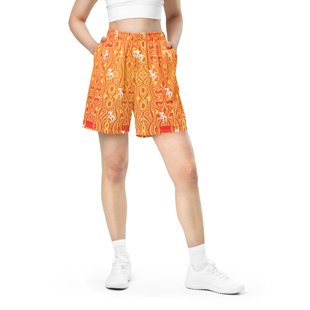 Zeds Dead Orange Lava Unisex mesh shorts with pockets - Image 3