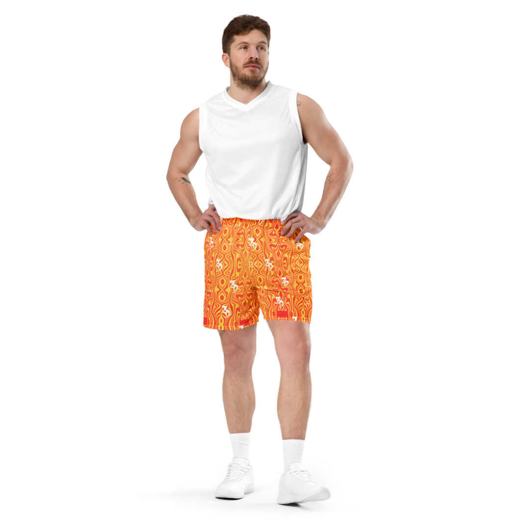 Zeds Dead Orange Lava Unisex mesh shorts with pockets - Image 7