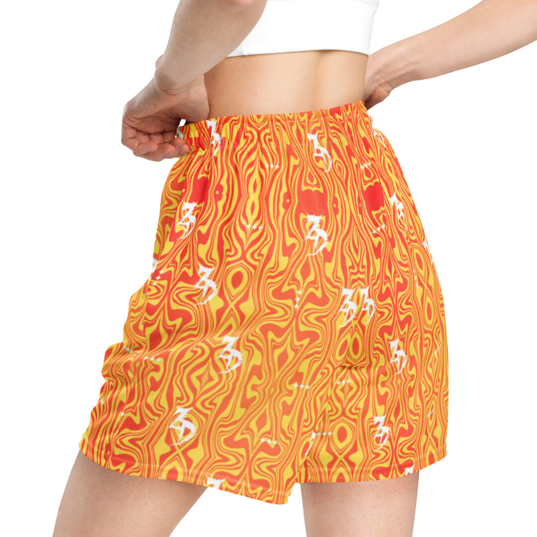 Zeds Dead Orange Lava Unisex mesh shorts with pockets - Image 5