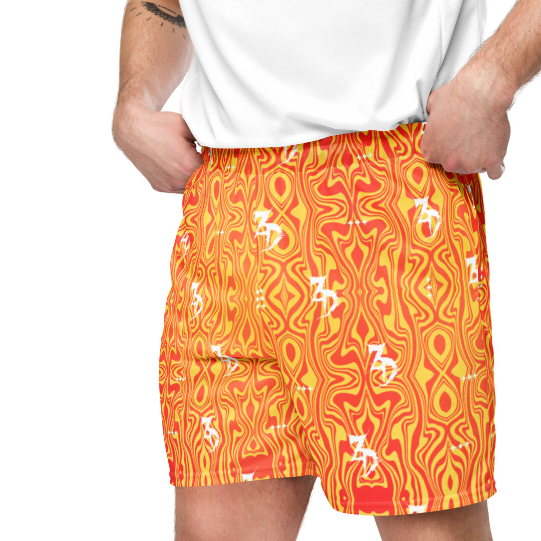 Zeds Dead Orange Lava Unisex mesh shorts with pockets - Image 8