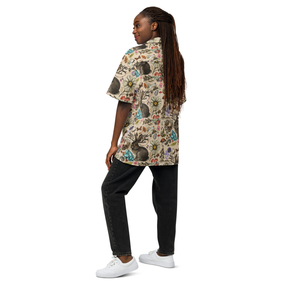 Death in The Desert Floral Skull Esoteric Print Hawaiian Shirt - Image 6