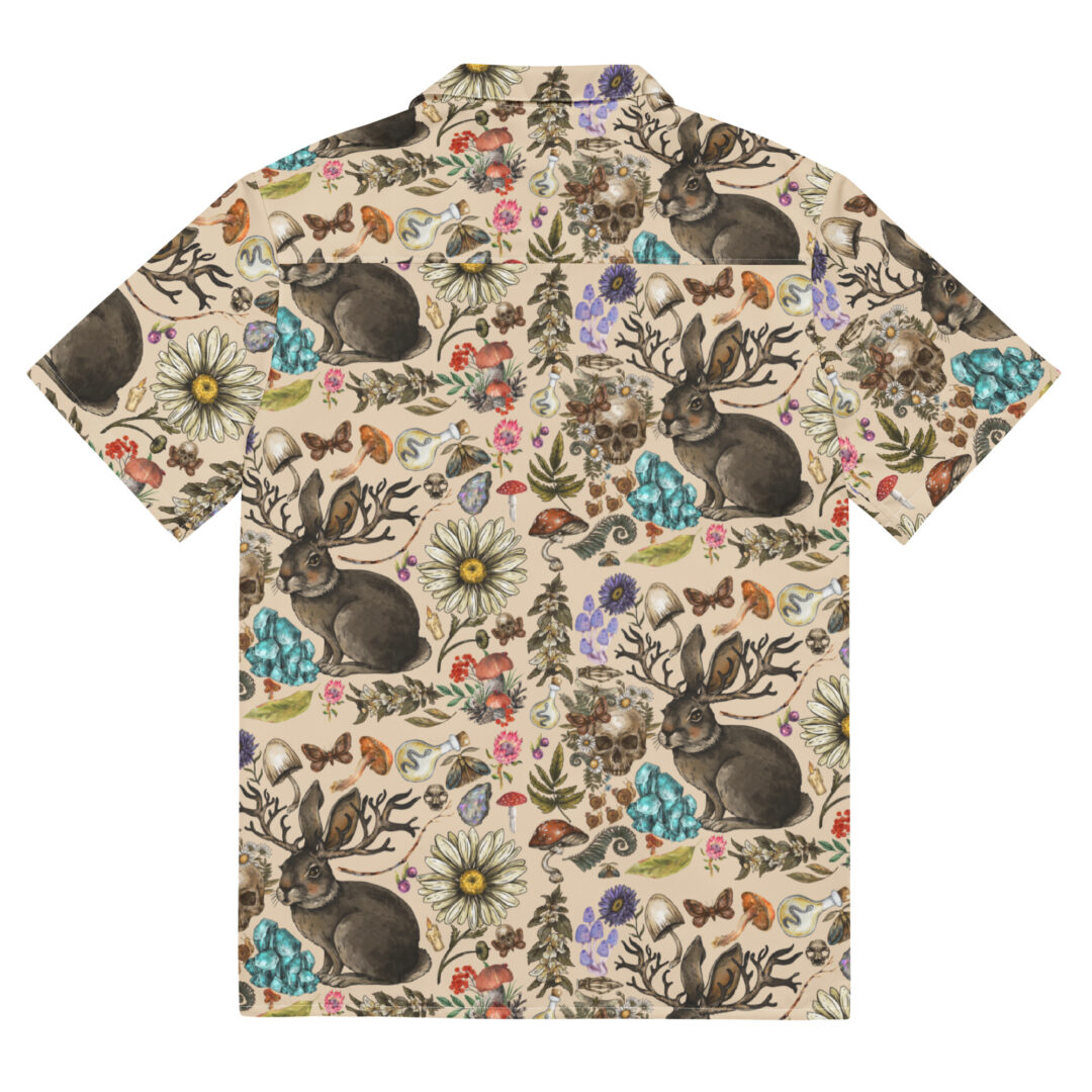 Death in The Desert Floral Skull Esoteric Print Hawaiian Shirt - Image 10