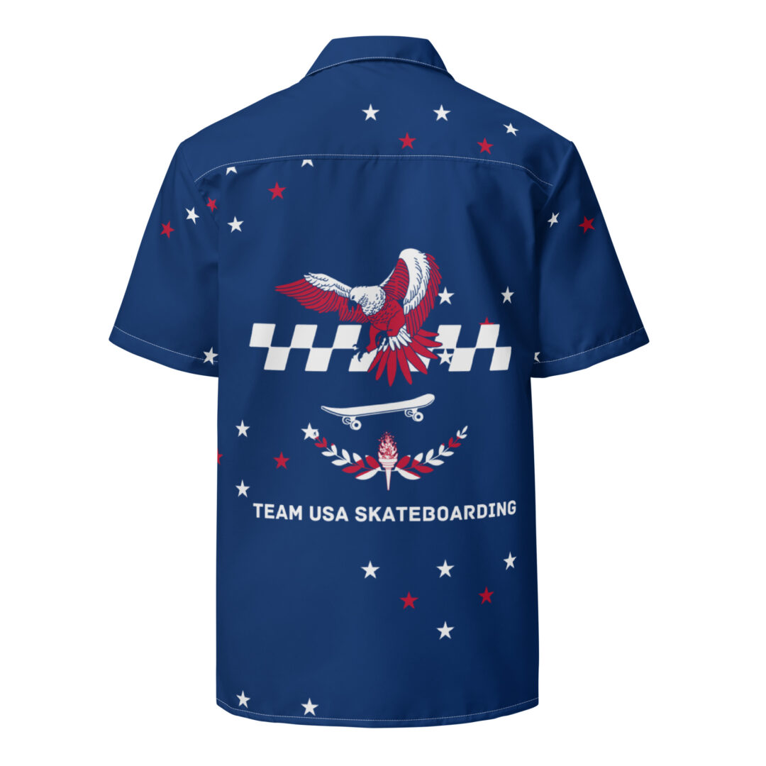 Team Usa Skateboarding Button Up Shirt Olympics Unisex Work Wear - Image 13