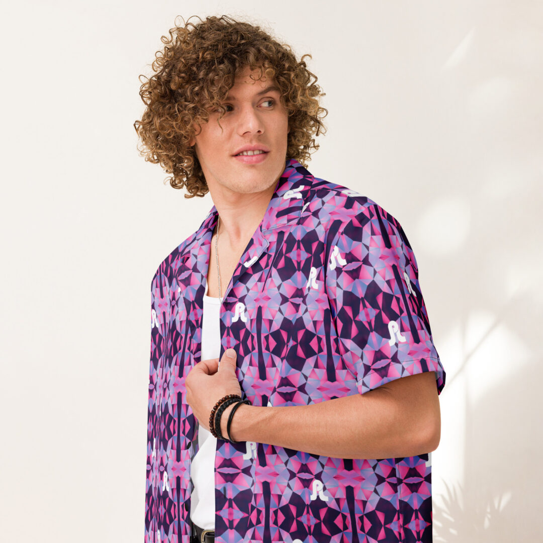 Pretty Lights Purple Kalediscope Trippy Custom Button Up Unisex Festival Rave Shirt Plus Sizes up to 6XL - Image 2