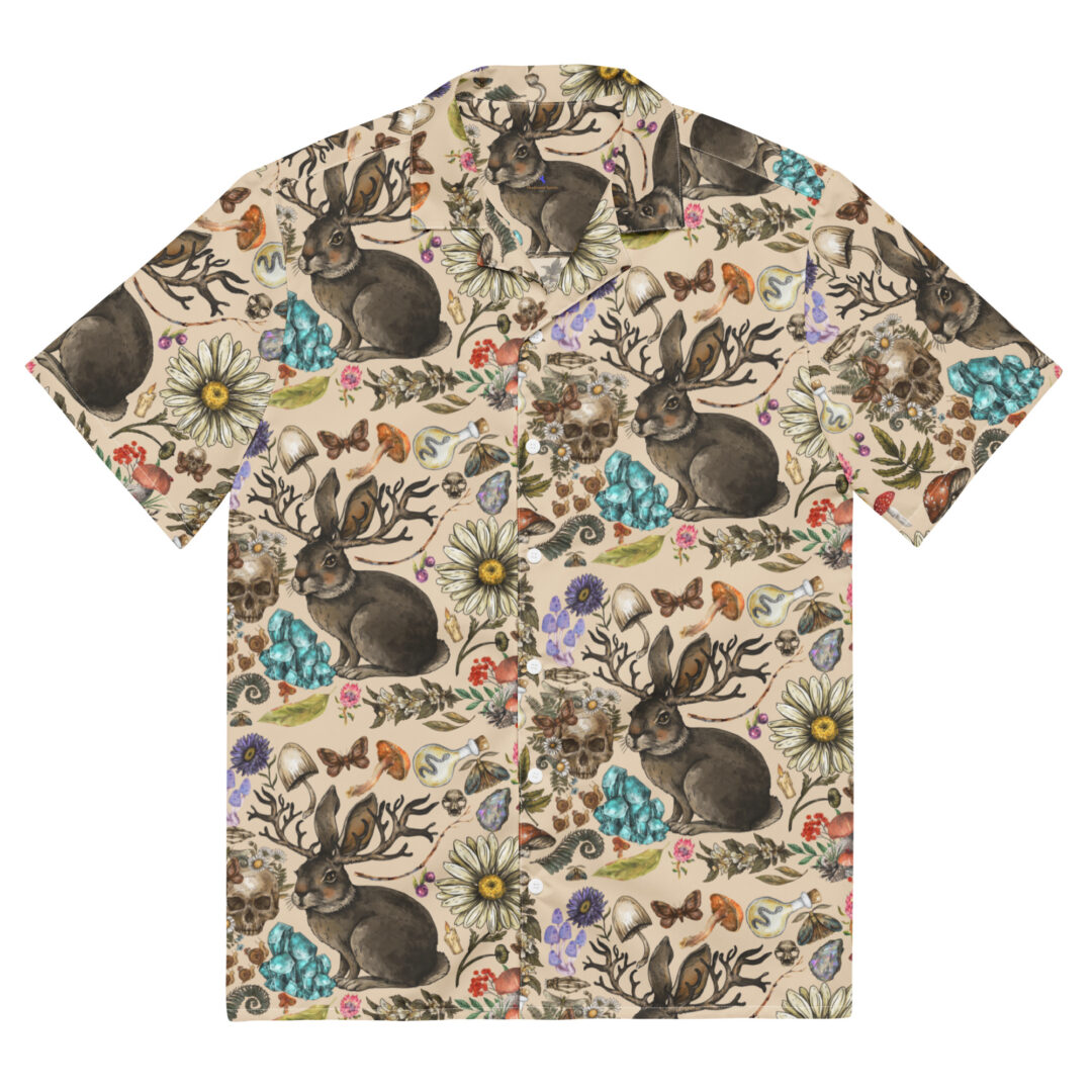 Death in The Desert Floral Skull Esoteric Print Hawaiian Shirt - Image 8