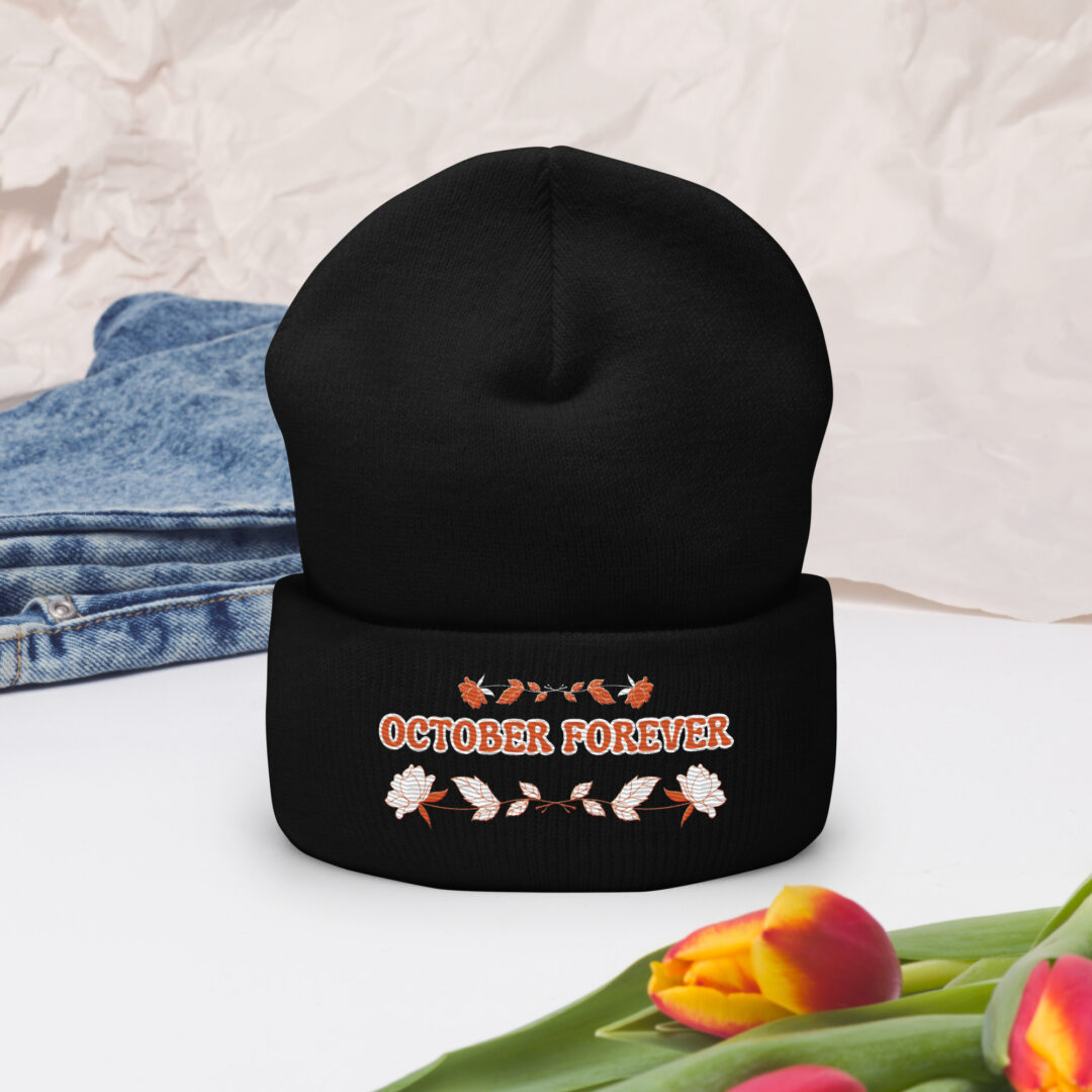 October Forever Custom Embroidered Cuffed Beanie - Image 2