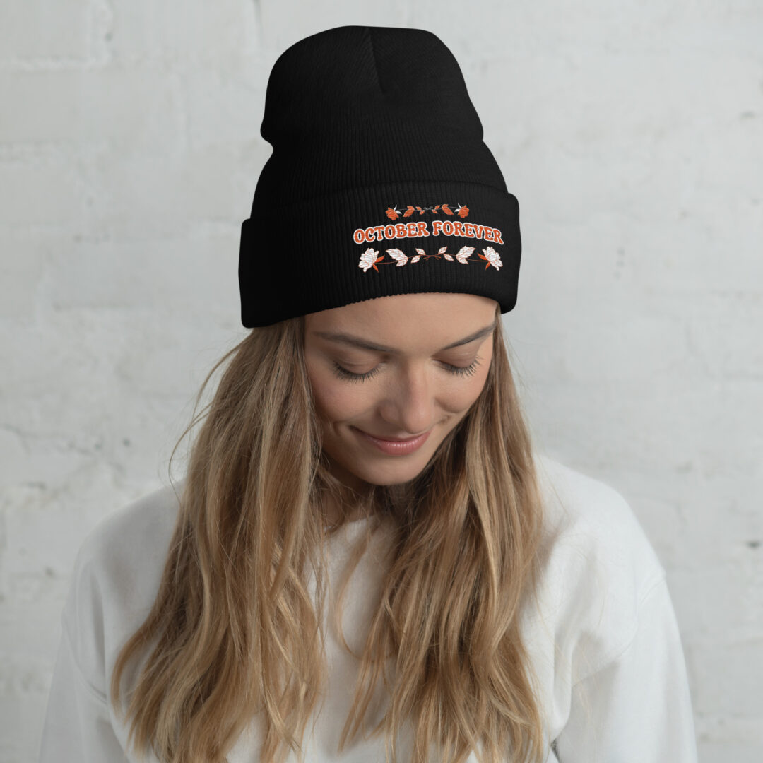 October Forever Custom Embroidered Cuffed Beanie - Image 6