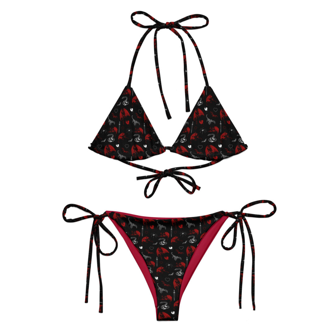 Devils Delight Goth Alt Emo Black and Red Bikini Two Piece Swim Suit - Image 13