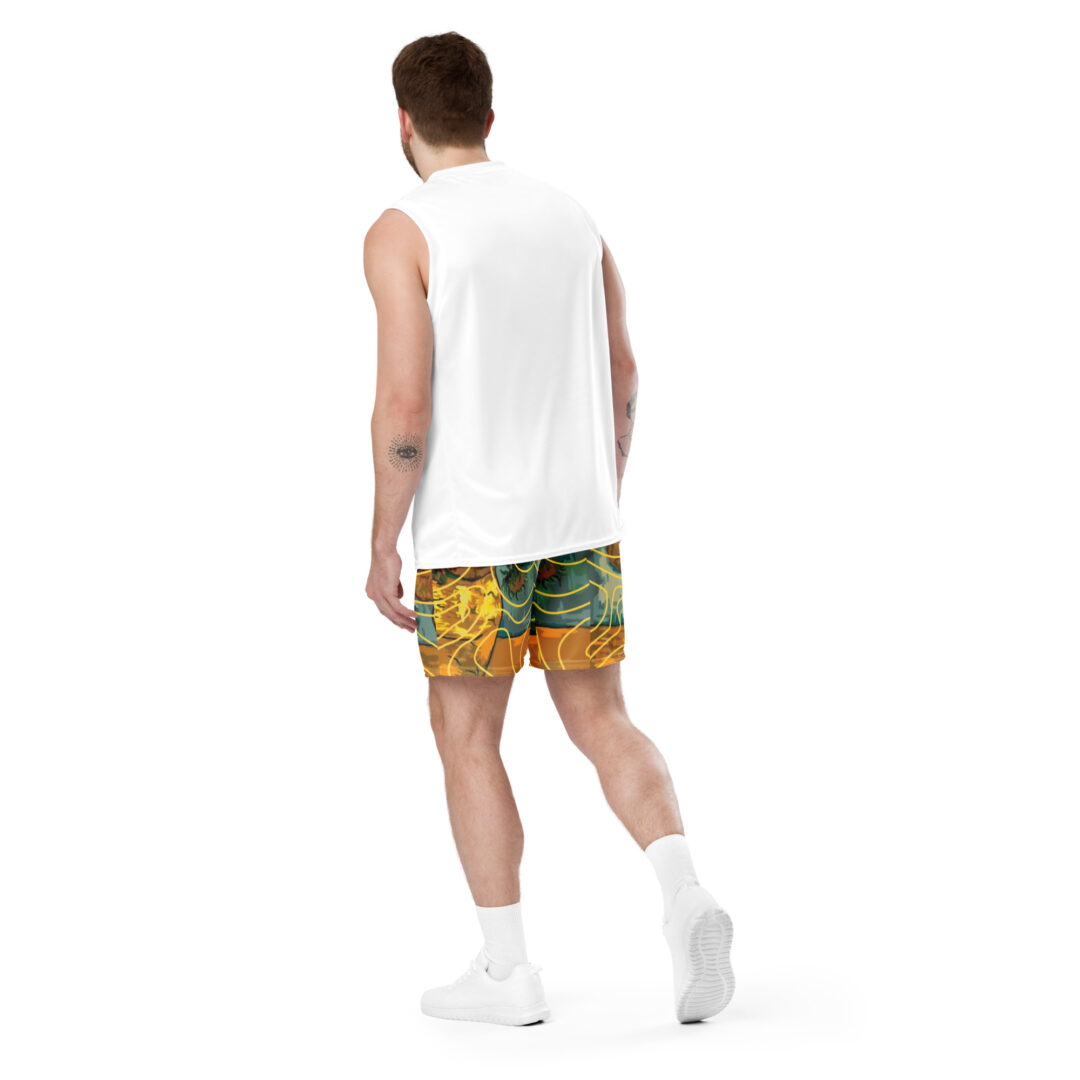 Sunflower Van Gogh Painting All Over Unisex mesh shorts | athletic shorts with pockets custom print - Image 15