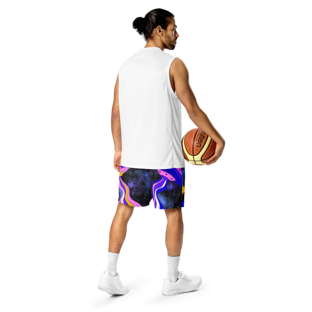 Zingara Trippy Space Bass UFO | Unisex Athletic Shorts Premium Festival Rave Wear With Pockets - Image 3