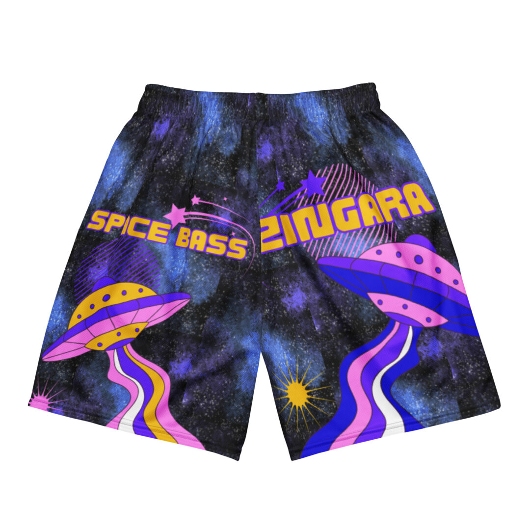 Zingara Trippy Space Bass UFO | Unisex Athletic Shorts Premium Festival Rave Wear With Pockets - Image 13