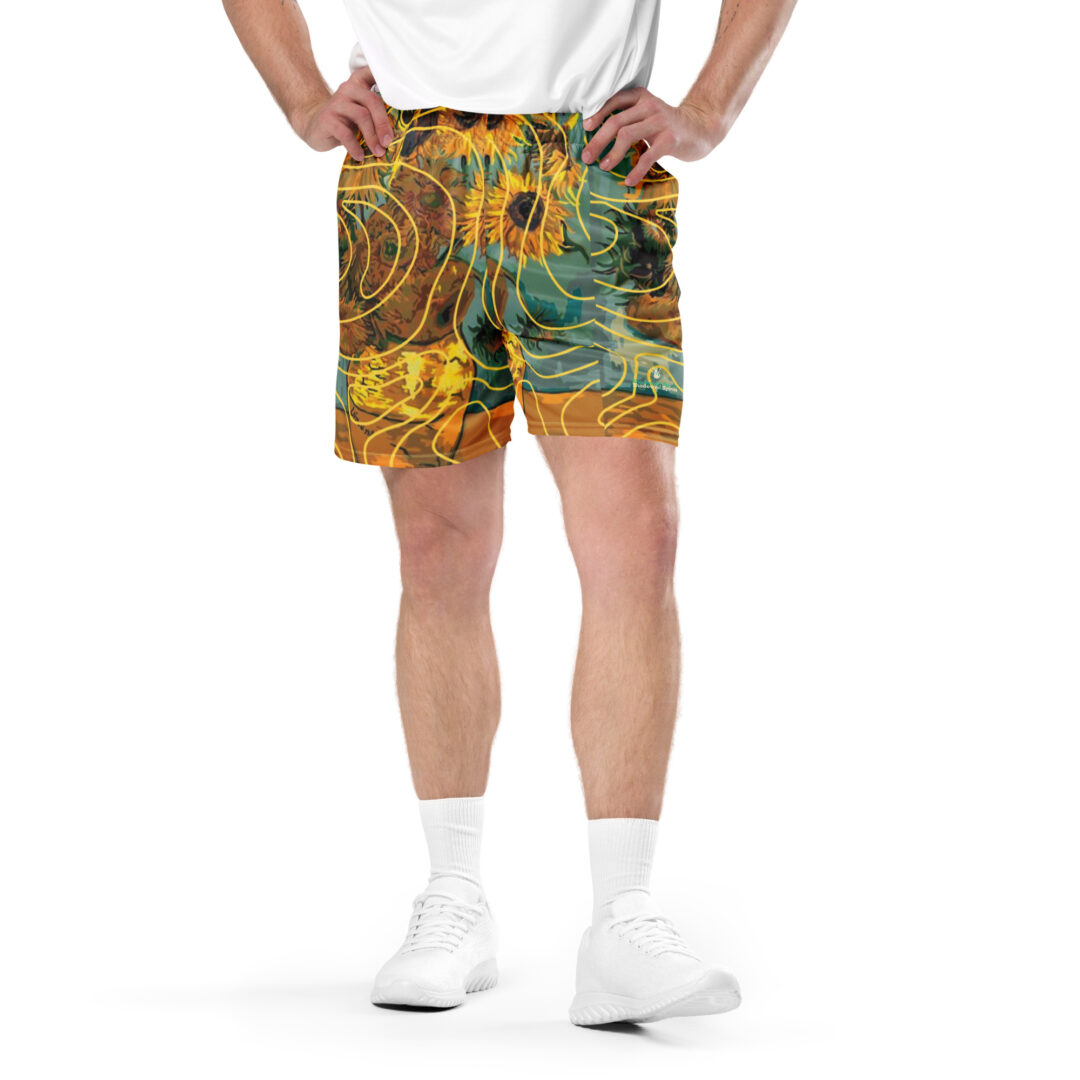 Sunflower Van Gogh Painting All Over Unisex mesh shorts | athletic shorts with pockets custom print - Image 5