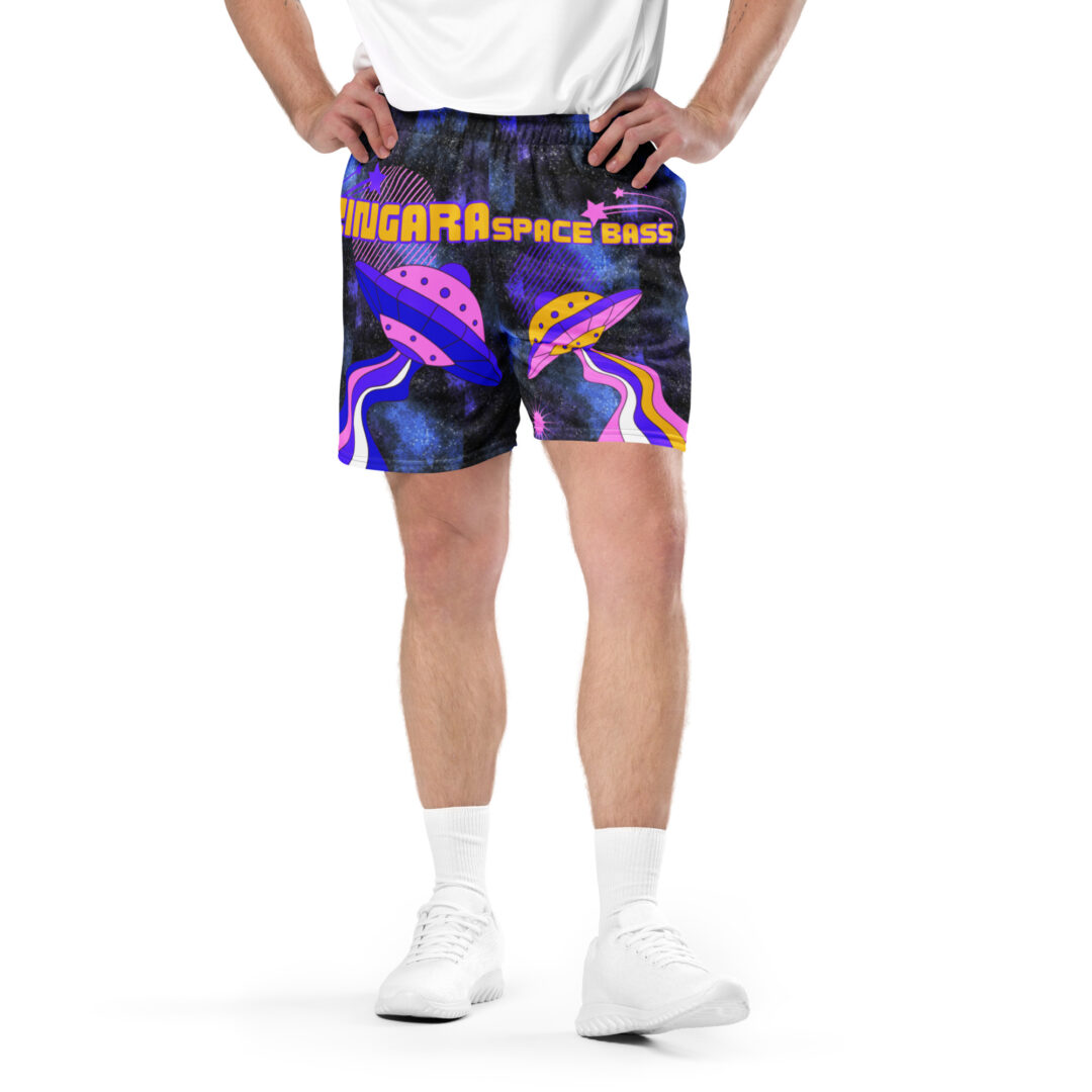 Zingara Trippy Space Bass UFO | Unisex Athletic Shorts Premium Festival Rave Wear With Pockets - Image 5