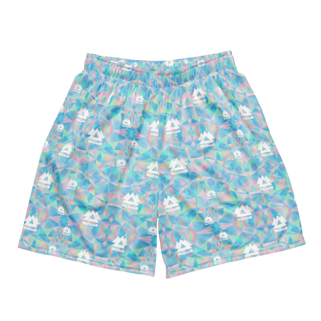 Irridescent Wakaan Music Festival Logo | Unisex Gym Shorts Trippy Print With Pockets