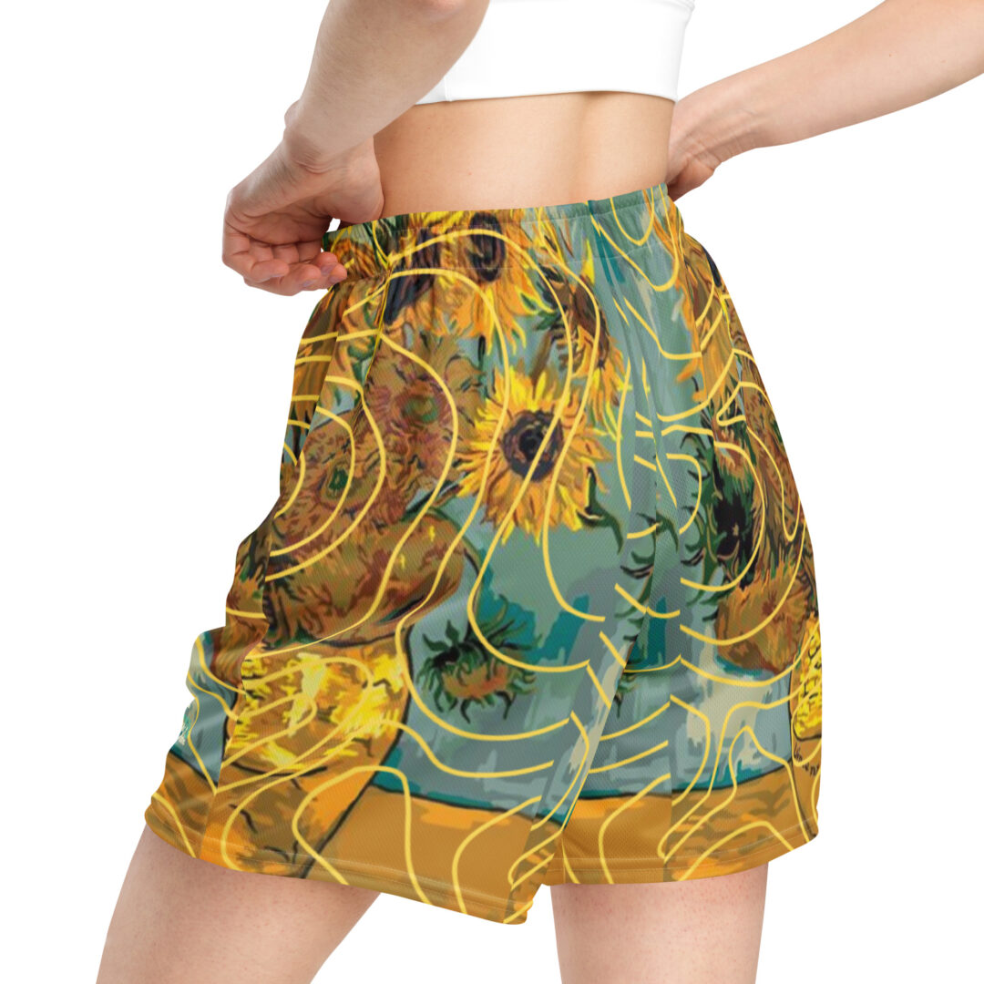 Sunflower Van Gogh Painting All Over Unisex mesh shorts | athletic shorts with pockets custom print - Image 10