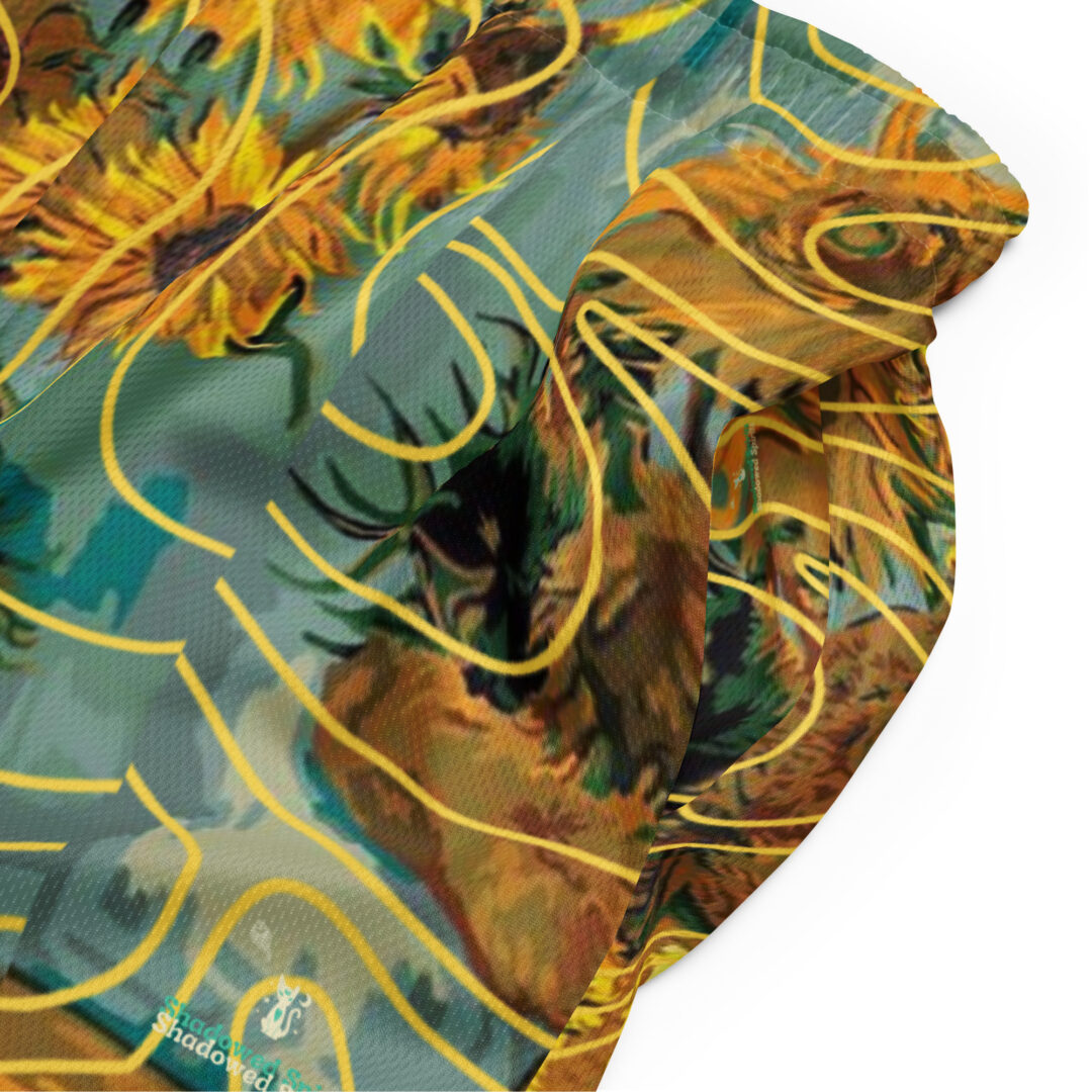 Sunflower Van Gogh Painting All Over Unisex mesh shorts | athletic shorts with pockets custom print - Image 12