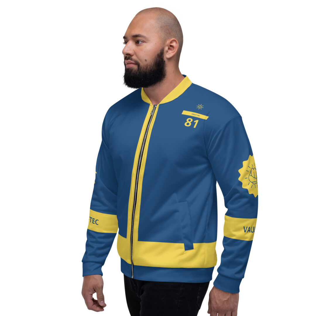 Fallout Cosplay Vault Suit Jacket | Pick Your Own Number Custom | Unisex Bomber Jacket - Image 11