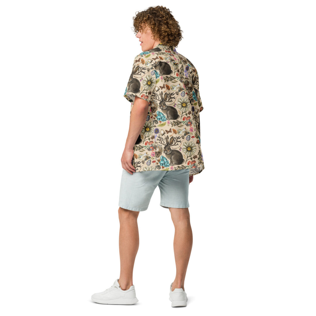 Death in The Desert Floral Skull Esoteric Print Hawaiian Shirt - Image 7