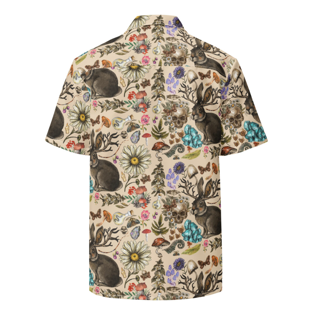 Death in The Desert Floral Skull Esoteric Print Hawaiian Shirt - Image 13