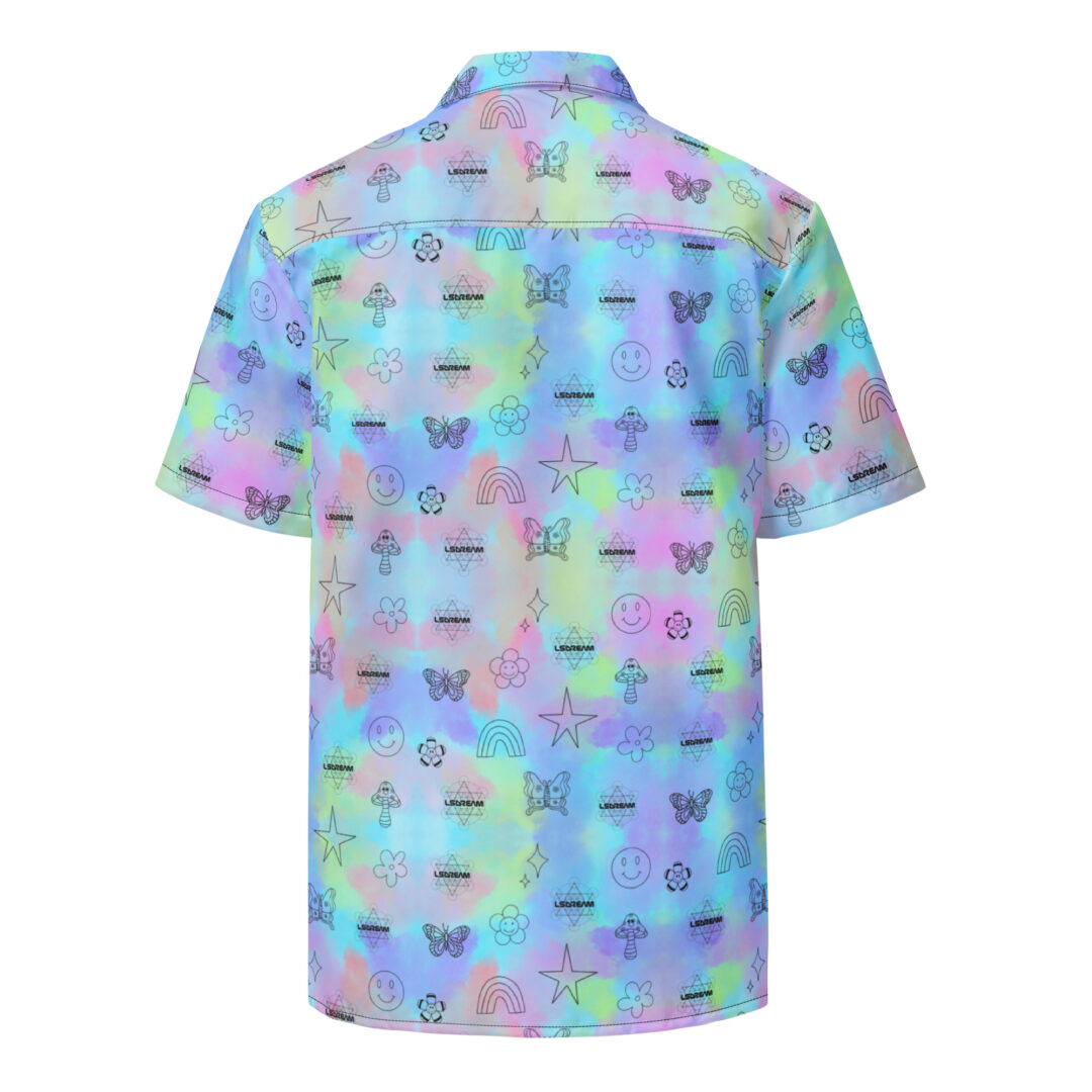LSDream Rainbow Sky Doodle All-Over Print Unisex Button Up Shirt | Custom Hawaiian Rave Shirt EDM DJ - Image 10