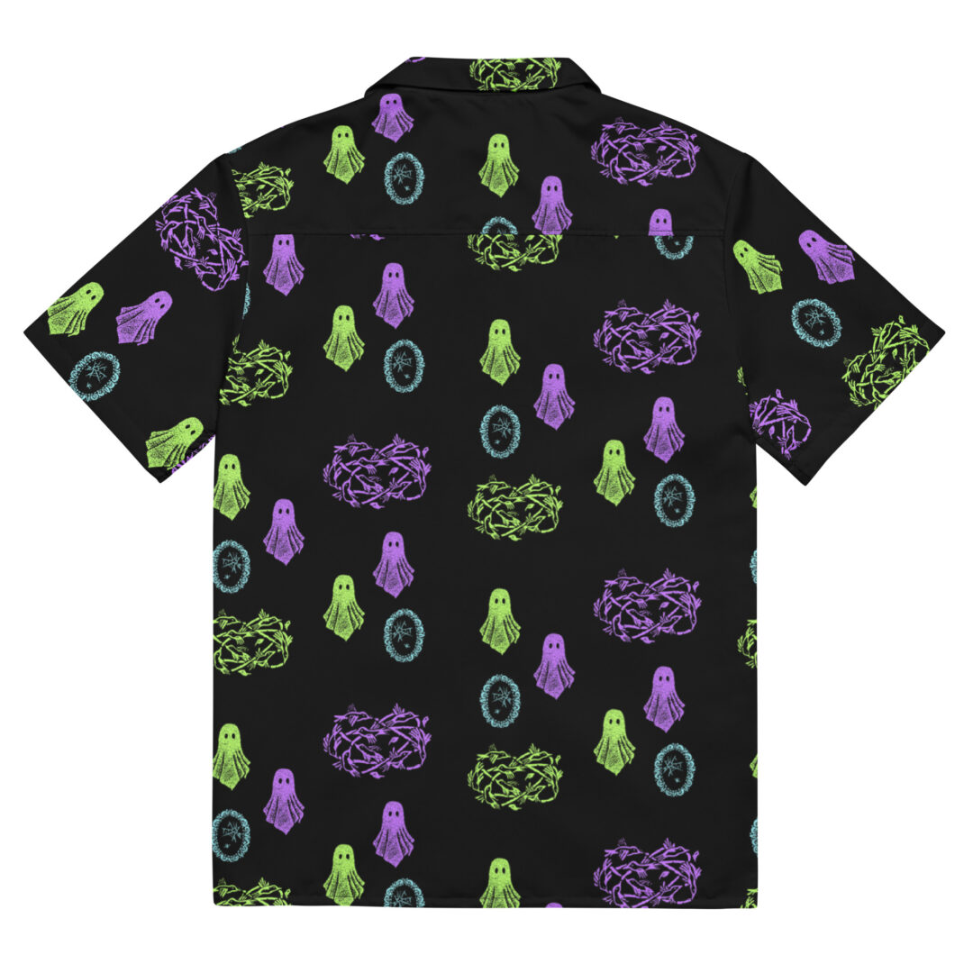 Haunted House Ghost All Over Print Custom Hawaiian | Premium Quality Button Up Shirt - Image 12