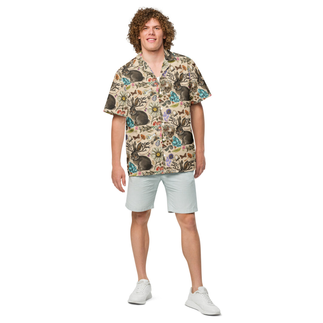 Death in The Desert Floral Skull Esoteric Print Hawaiian Shirt - Image 5