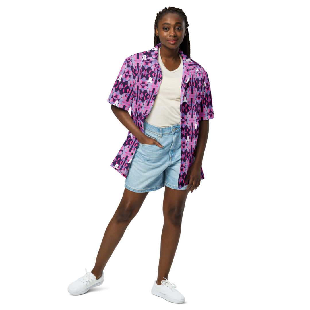 Pretty Lights Purple Kalediscope Trippy Custom Button Up Unisex Festival Rave Shirt Plus Sizes up to 6XL - Image 6
