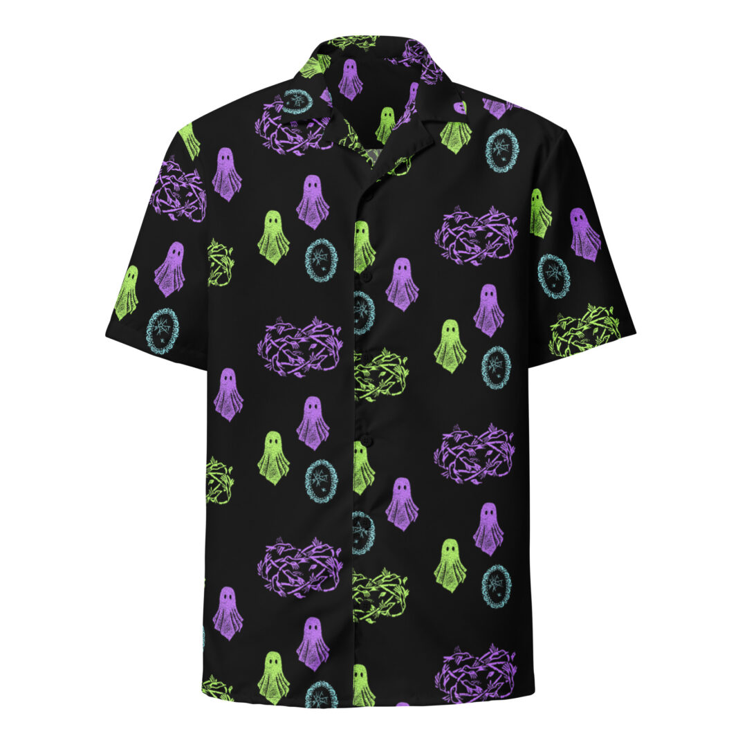 Haunted House Ghost All Over Print Custom Hawaiian | Premium Quality Button Up Shirt