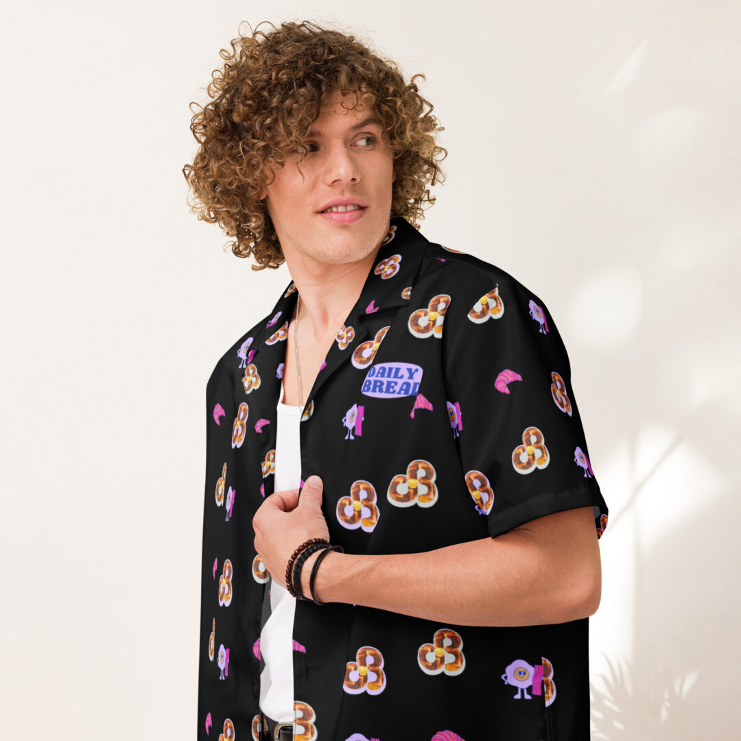 Daily Bread Breakfeast Bed Edm Festival Rave Summer Shirt Button Down Shirt Lightweight Custom Breakfast in Bed Stylish Unisex Up to 6XL - Image 2