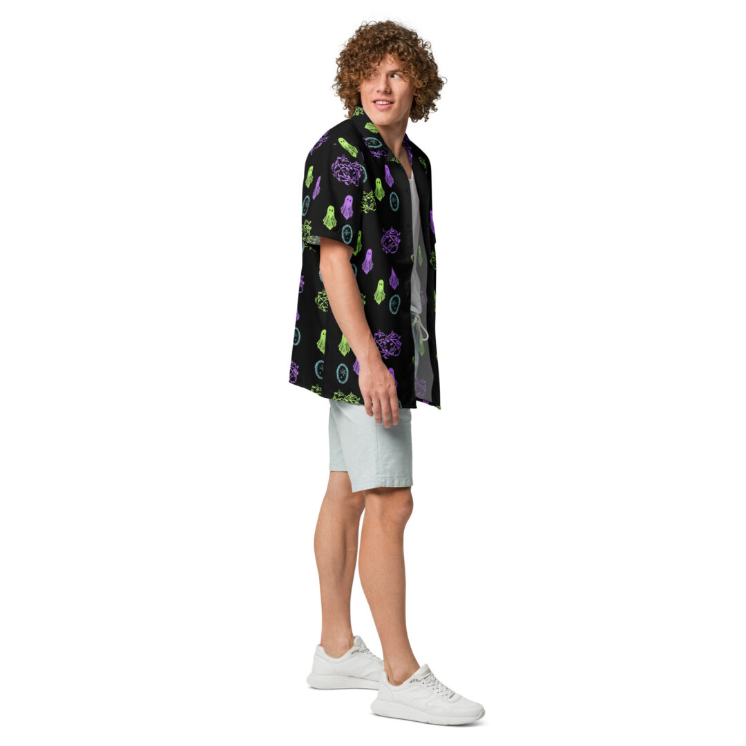 Haunted House Ghost All Over Print Custom Hawaiian | Premium Quality Button Up Shirt - Image 10