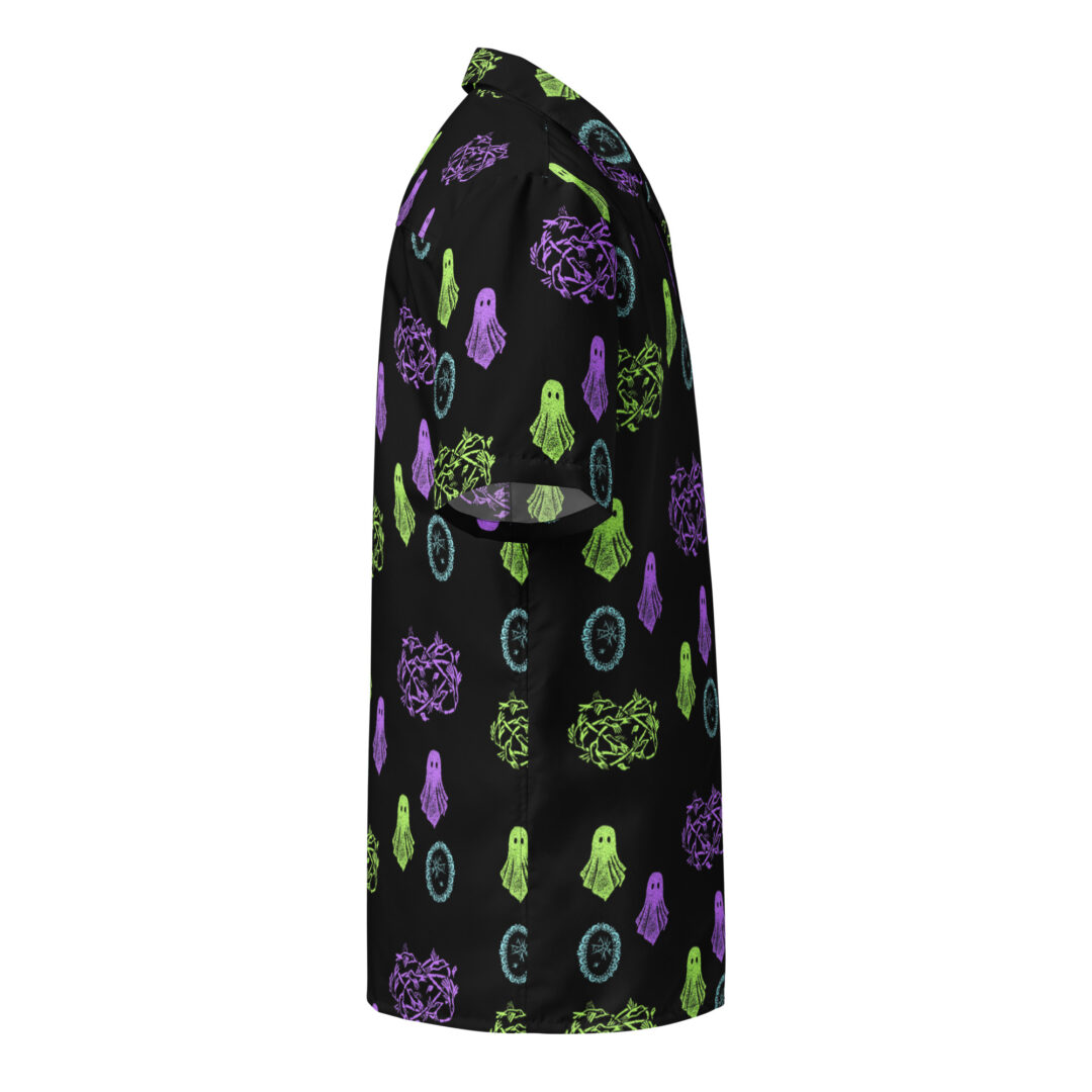 Haunted House Ghost All Over Print Custom Hawaiian | Premium Quality Button Up Shirt - Image 14