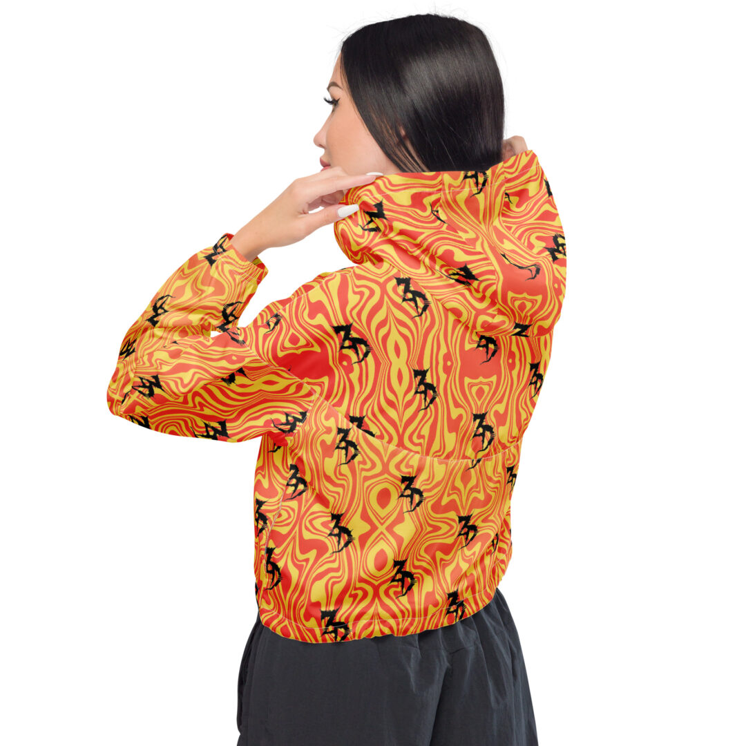 Zeds Dead Trippy Orange Lava Liquid | Women’s cropped windbreaker - Image 6