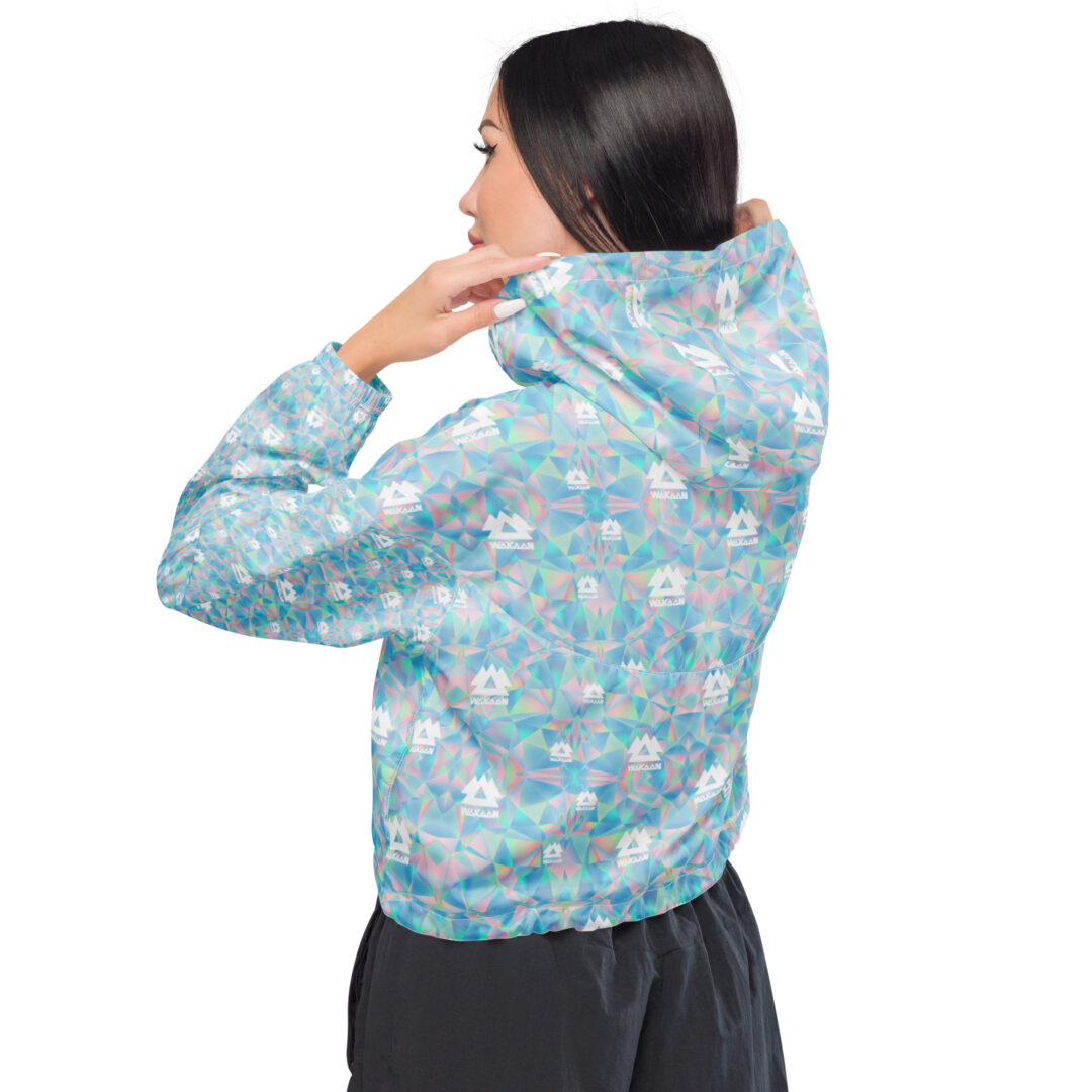 Irridescent Wakaan Music Festival Logo | Women’s cropped windbreaker rave jacket edm festival coat - Image 6