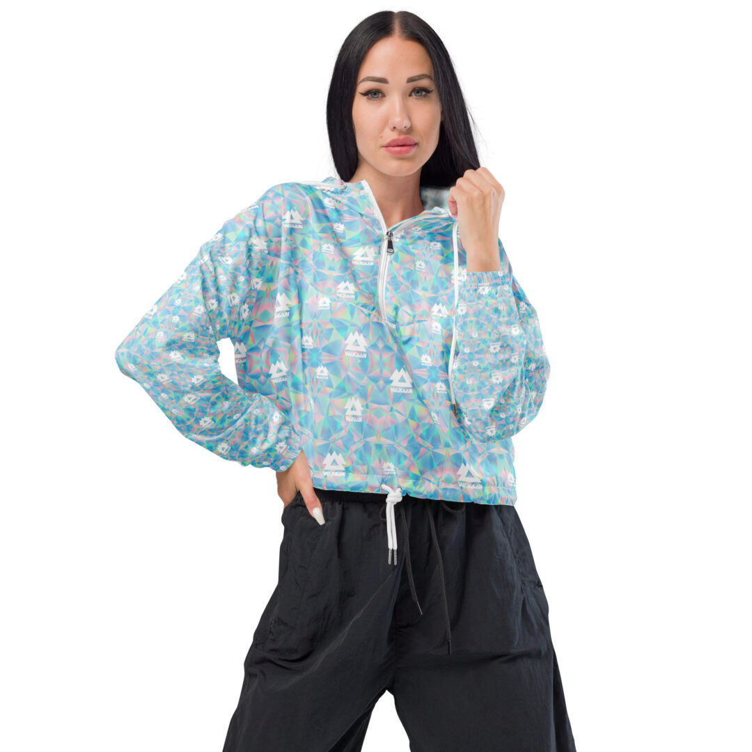 Irridescent Wakaan Music Festival Logo | Women’s cropped windbreaker rave jacket edm festival coat - Image 5