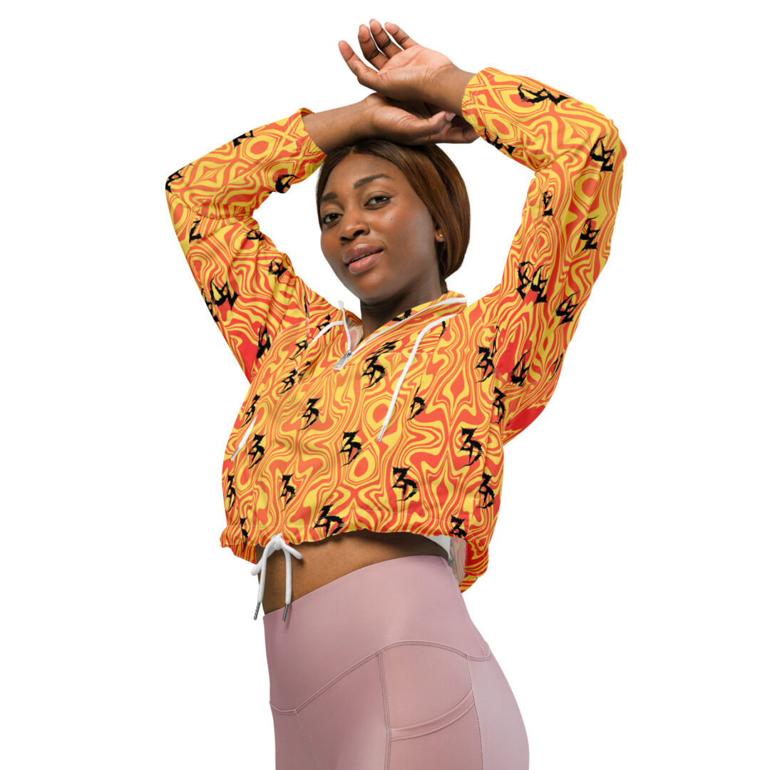 Zeds Dead Trippy Orange Lava Liquid | Women’s cropped windbreaker - Image 2