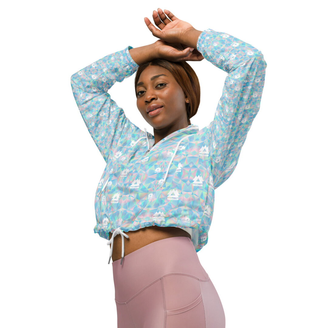 Irridescent Wakaan Music Festival Logo | Women’s cropped windbreaker rave jacket edm festival coat - Image 3