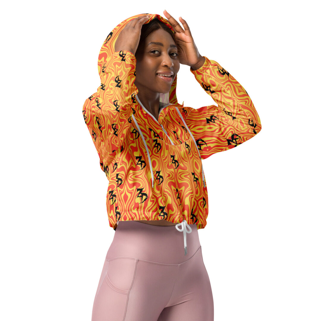 Zeds Dead Trippy Orange Lava Liquid | Women’s cropped windbreaker - Image 7