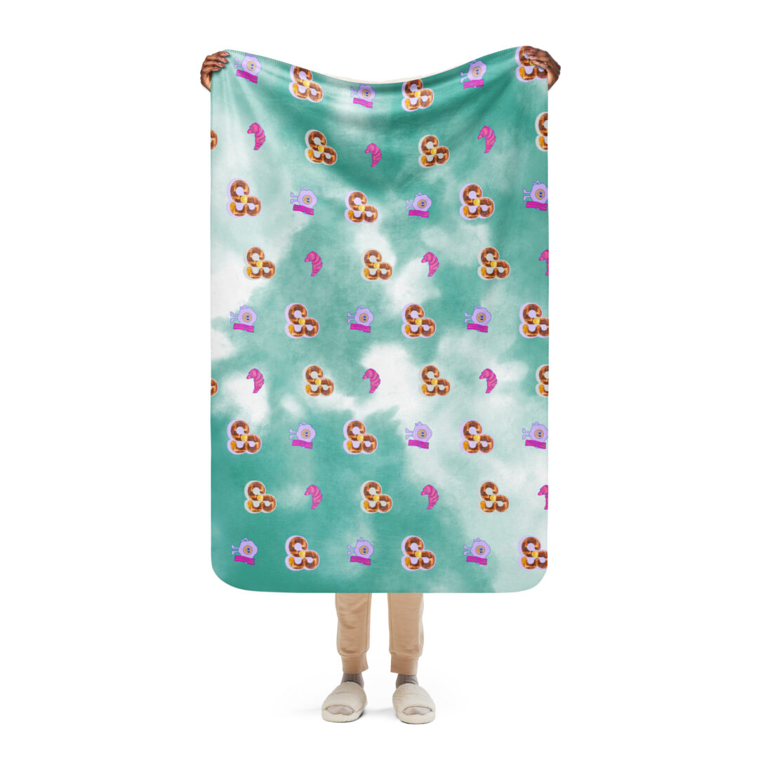 Daily Bread and Breakfast Croissant Premium Quality Camping Sherpa blanket - Image 2
