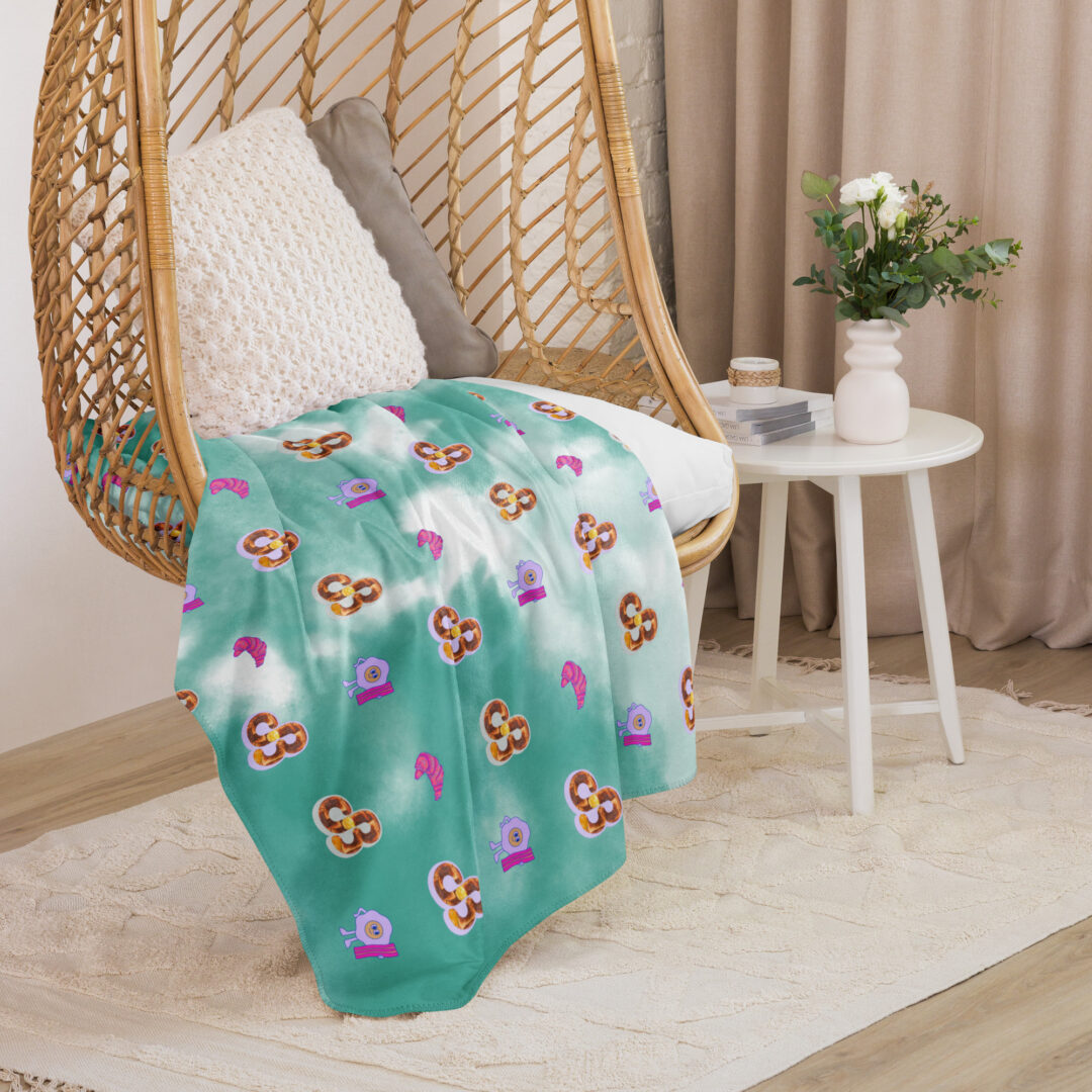 Daily Bread and Breakfast Croissant Premium Quality Camping Sherpa blanket - Image 6