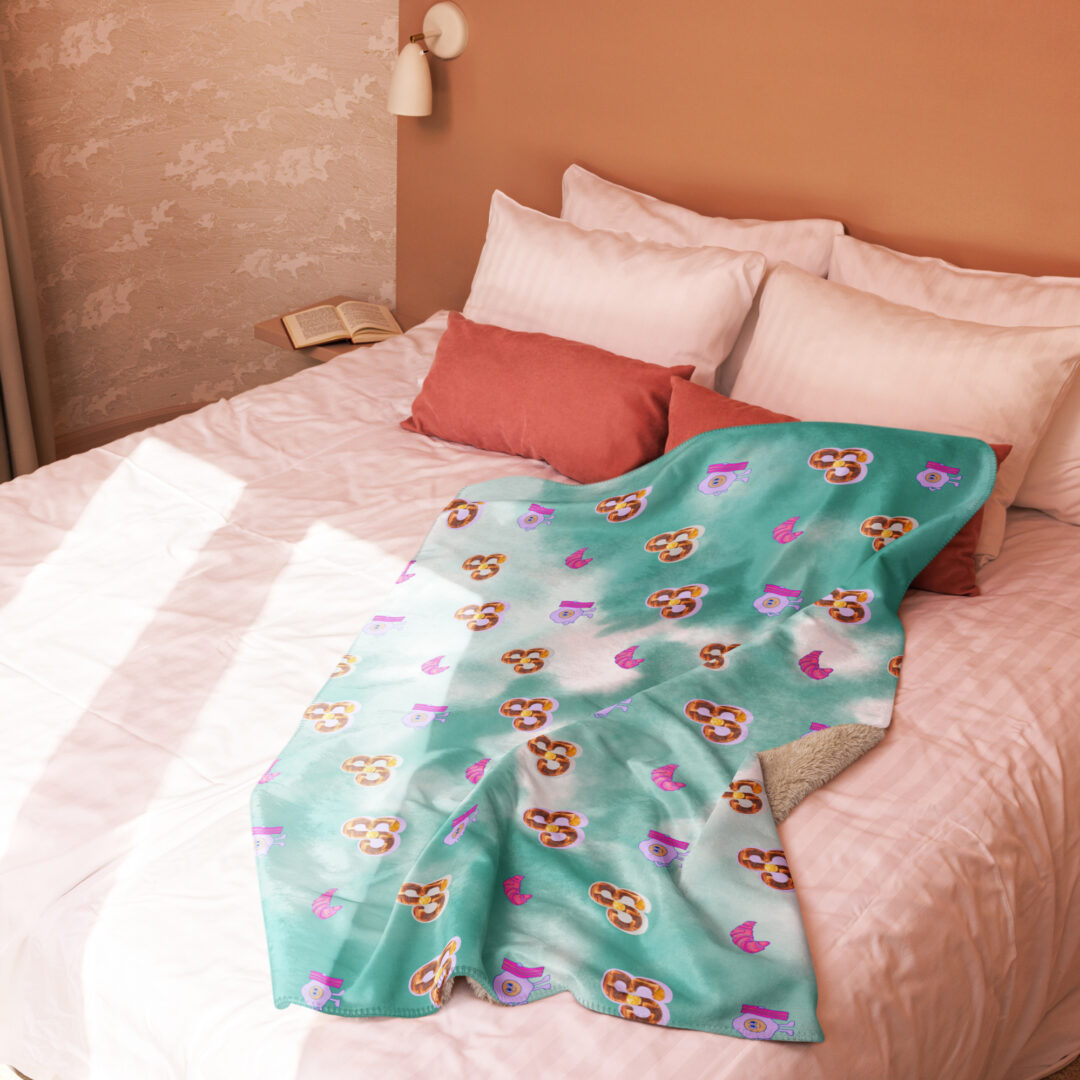 Daily Bread and Breakfast Croissant Premium Quality Camping Sherpa blanket - Image 10