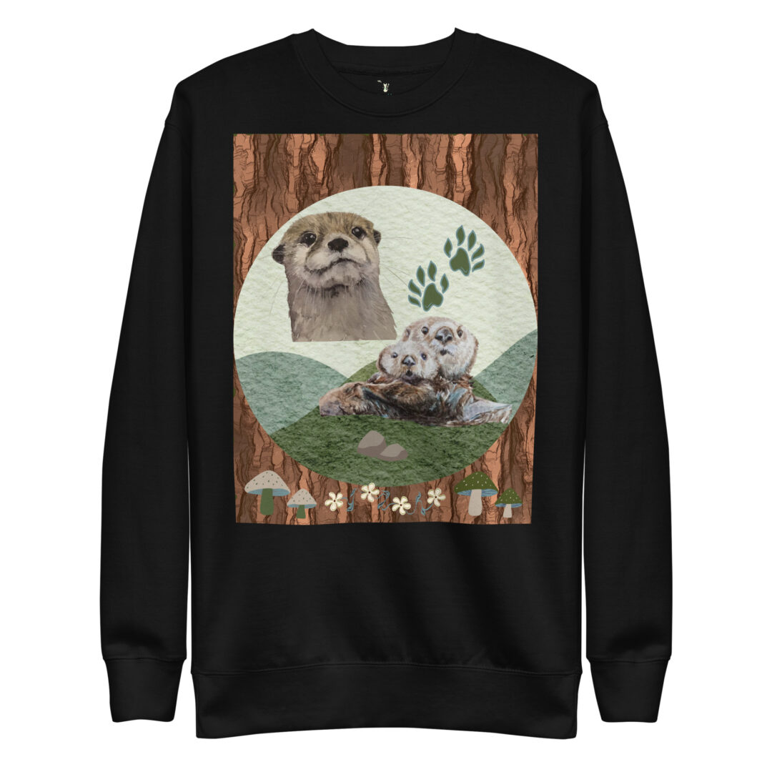 Otterly Adorable Cute Otters Snuggle Nature Unisex Premium Sweatshirt | Outdoors Crew Neck Critters - Image 5