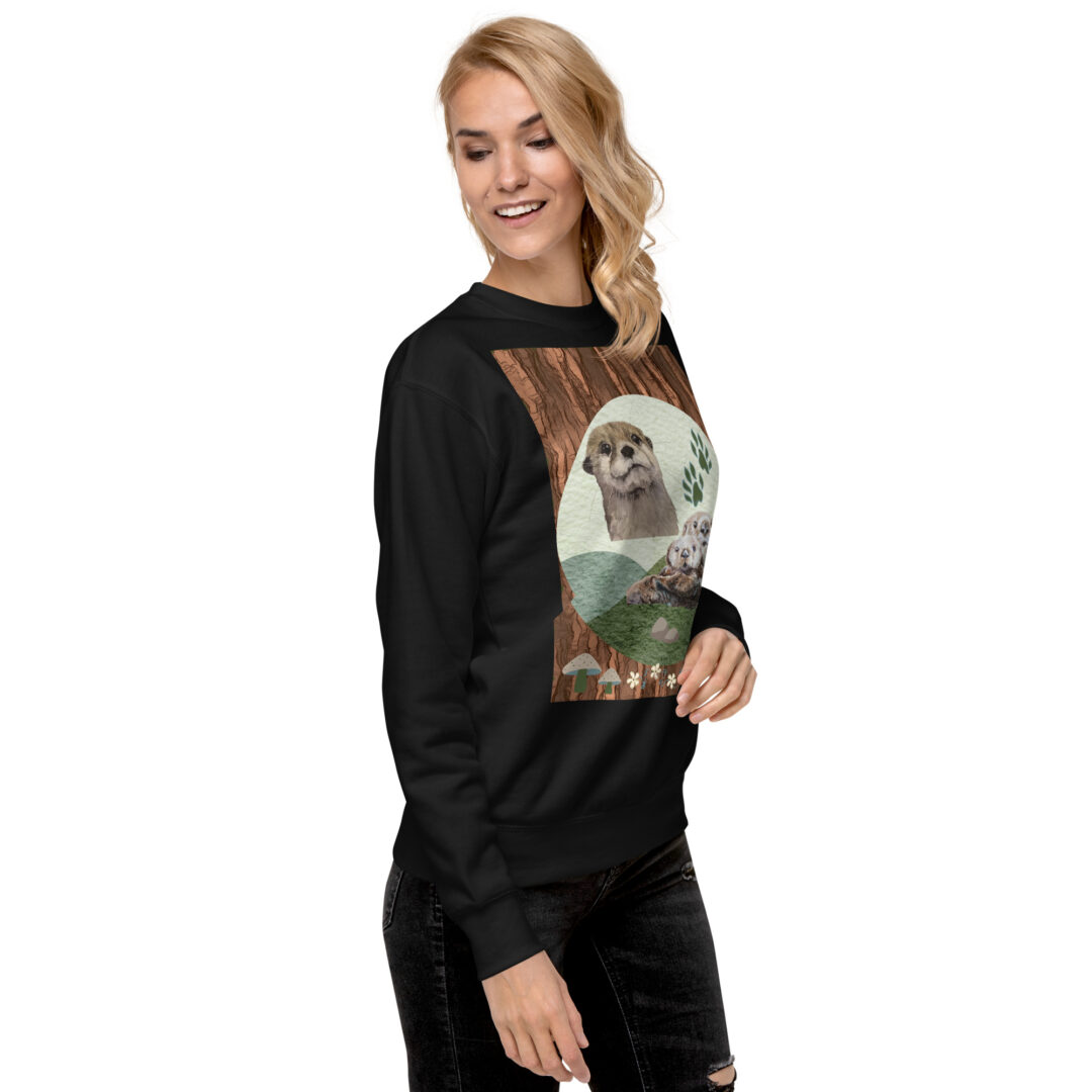 Otterly Adorable Cute Otters Snuggle Nature Unisex Premium Sweatshirt | Outdoors Crew Neck Critters - Image 4