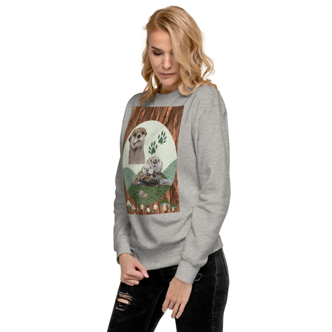 Otterly Adorable Cute Otters Snuggle Nature Unisex Premium Sweatshirt | Outdoors Crew Neck Critters - Image 13