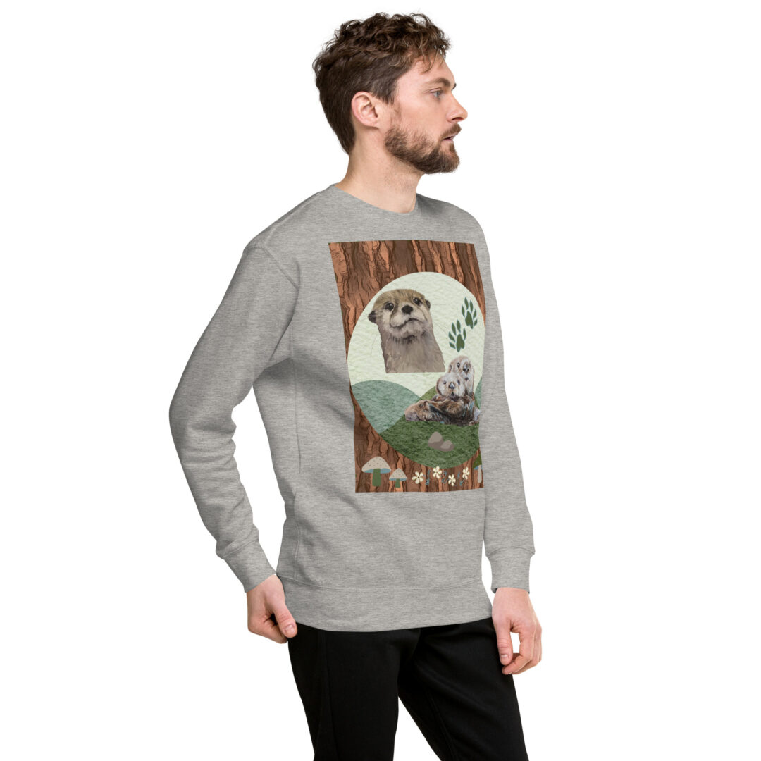 Otterly Adorable Cute Otters Snuggle Nature Unisex Premium Sweatshirt | Outdoors Crew Neck Critters - Image 14