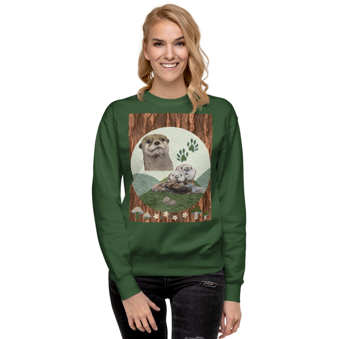 Otterly Adorable Cute Otters Snuggle Nature Unisex Premium Sweatshirt | Outdoors Crew Neck Critters - Image 7