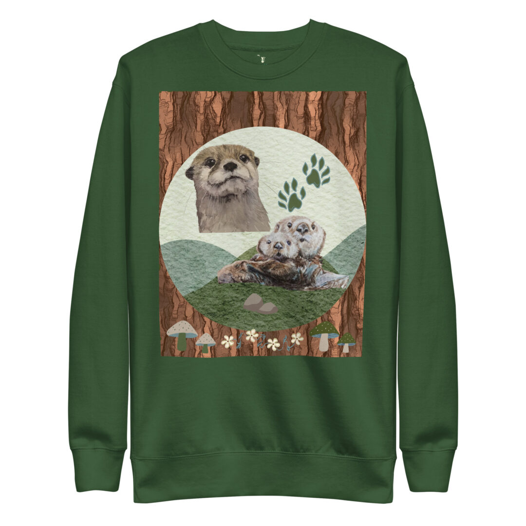 Otterly Adorable Cute Otters Snuggle Nature Unisex Premium Sweatshirt | Outdoors Crew Neck Critters - Image 9