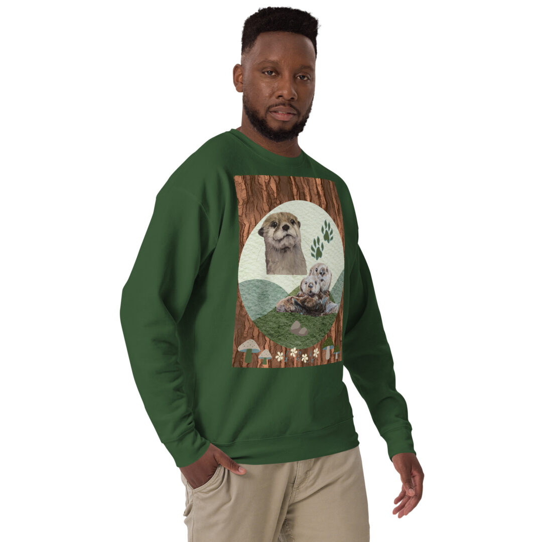 Otterly Adorable Cute Otters Snuggle Nature Unisex Premium Sweatshirt | Outdoors Crew Neck Critters - Image 8