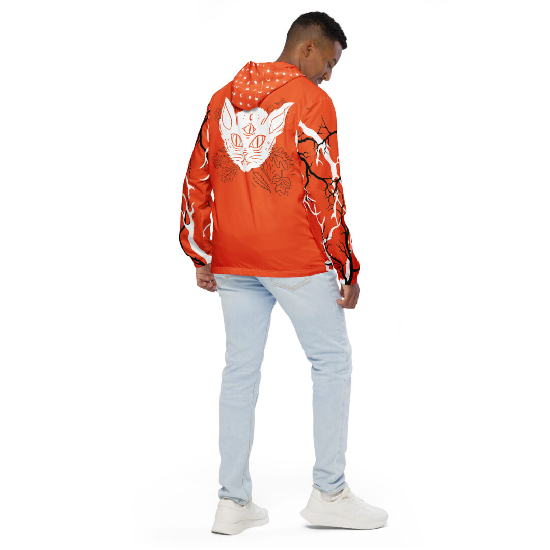 Safety Orange Skater Alternative Spooky Halloween Hardocre Men’s windbreaker Giant Bat Shadowed Spirits - Image 12