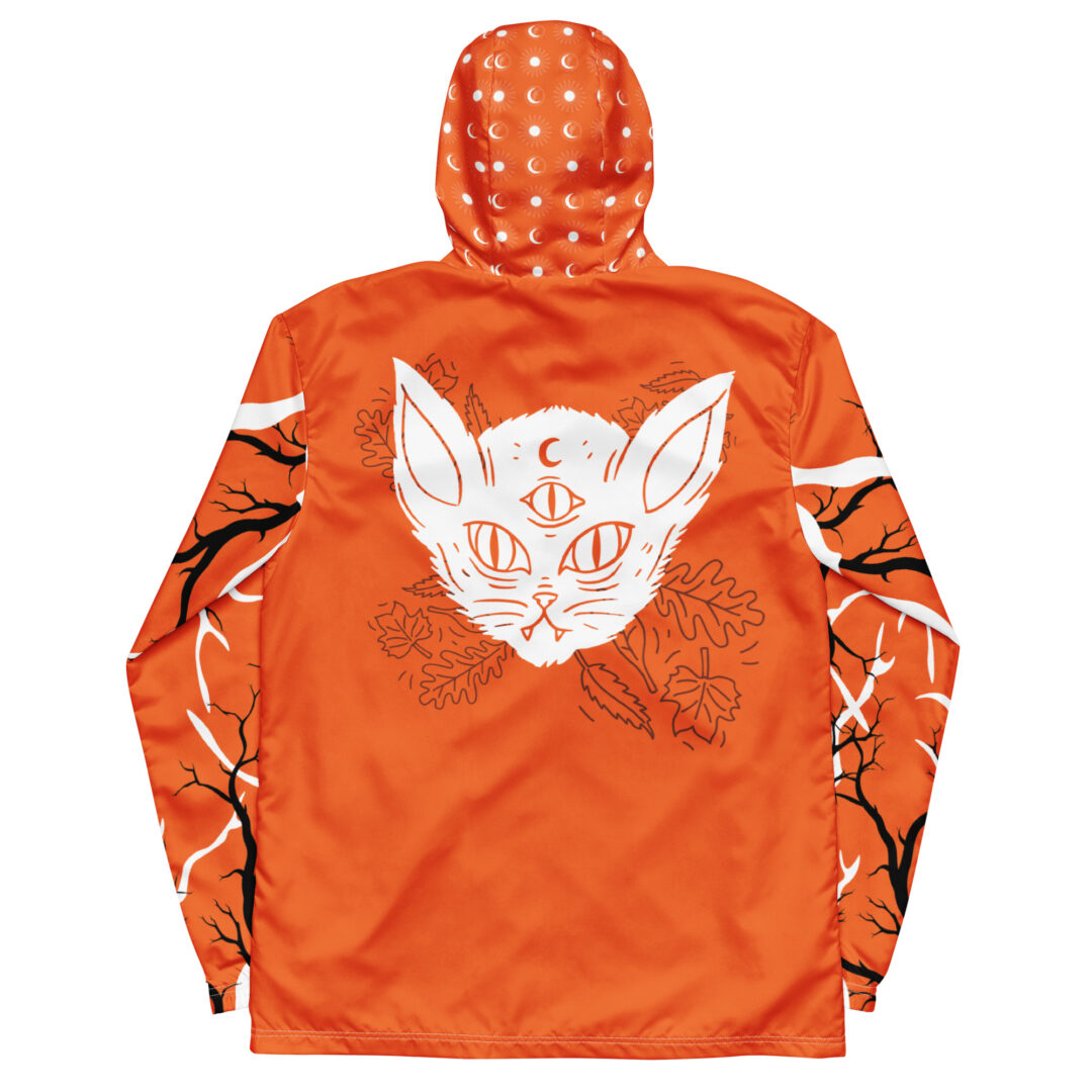 Safety Orange Skater Alternative Spooky Halloween Hardocre Men’s windbreaker Giant Bat Shadowed Spirits - Image 15