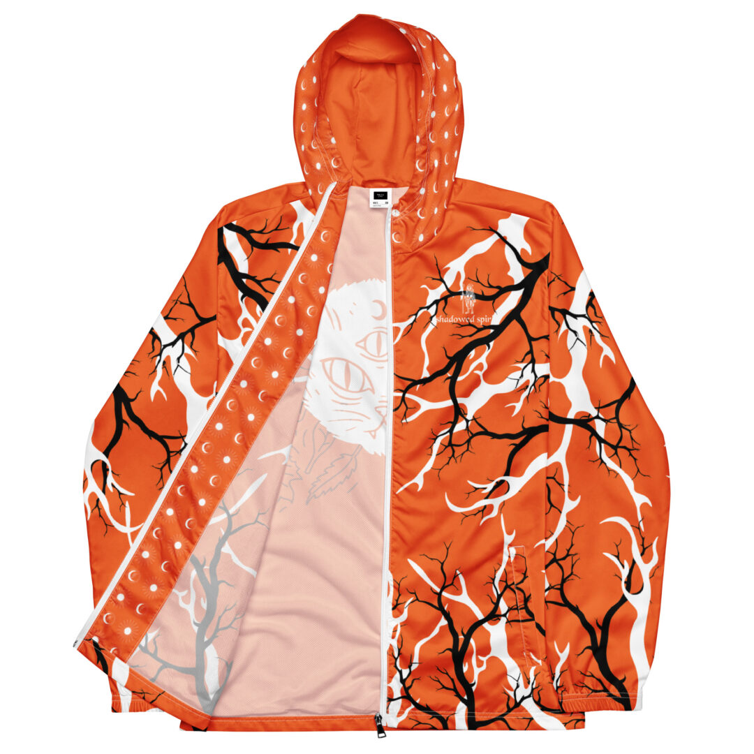 Safety Orange Skater Alternative Spooky Halloween Hardocre Men’s windbreaker Giant Bat Shadowed Spirits - Image 4